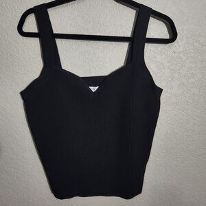 And Now This Womens Black Ribbed Knit Sweetheart Neck Tank Top XL